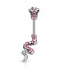 Piercing nombril boa en deux parties avec strass roses (103)