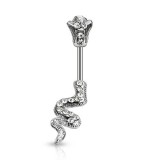 Piercing nombril boa en deux parties avec strass transparents (103)