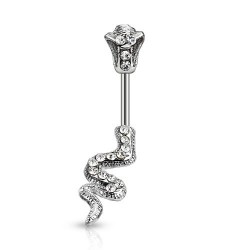 Piercing nombril boa en deux parties avec strass transparents (103)