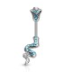 Piercing nombril boa en deux parties avec strass bleu-clair (103)