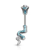 Piercing nombril boa en deux parties avec strass rouges (103)