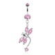 Piercing nombril libellule en plein vol avec cristaux roses (105)