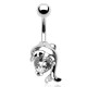 Piercing nombril dauphin avec un cœur en zircone transparent (111)