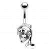 Piercing nombril dauphin avec un cœur en zircone transparent (111)