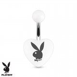 Piercing nombril Playboy 15 - Acrylique blanc en forme de cœur