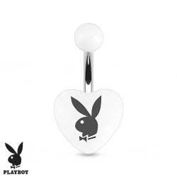 Piercing nombril Playboy 15 - Acrylique blanc en forme de cœur
