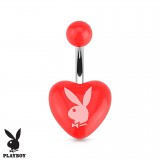 Piercing nombril Playboy 15 - Acrylique rouge en forme de cœur