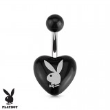 Piercing nombril Playboy 15 - Acrylique noir en forme de cœur