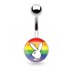 Piercing nombril logo Playboy lapin blanc LGBT