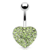 Piercing nombril cœur 81 - Multiples cristaux vert-pomme
