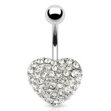 Piercing nombril cœur 81 - Multiples cristaux transparents