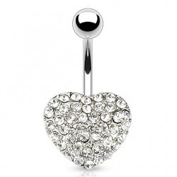 Piercing nombril cœur 81 - Multiples cristaux transparents