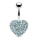 Piercing nombril cœur 81 - Multiples cristaux bleu-clair