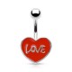 Piercing nombril cœur 72 - Peint en rouge avec le mot LOVE