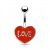 Piercing nombril cœur 72 - Peint en rouge avec le mot LOVE