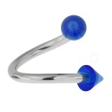 Piercing spirale 02 - UV deux pointes bleues