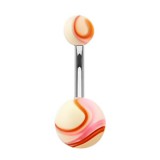 Piercing nombril UV 18 - Marbre orange et rose