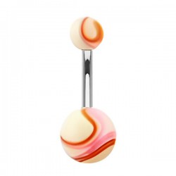 Piercing nombril UV 18 - Marbre orange et rose