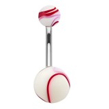 Piercing nombril UV 18 - Marbre rouge et lilas