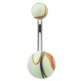 Piercing nombril UV 18 - Marbre marron et vert