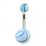 Piercing nombril UV 18 - Marbre vert et bleu