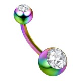 Banane 14 - Plaqué-titane rainbow double cristal transparent