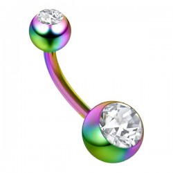 Banane 14 - Plaqué-titane rainbow double cristal transparent