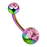 Banane 14 - Plaqué-titane rainbow double cristal rose