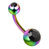 Banane 14 - Plaqué-titane rainbow double cristal noir