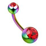 Banane 14 - Plaqué-titane rainbow double cristal rouge