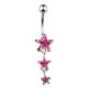 Piercing nombril trois étoiles en cristal rose (21)