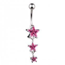 Piercing nombril trois étoiles en cristal rose (21)