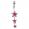 Piercing nombril trois étoiles en cristal rose (21)