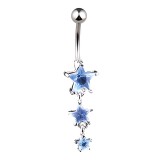 Piercing nombril trois étoiles en cristal bleu-clair (21)