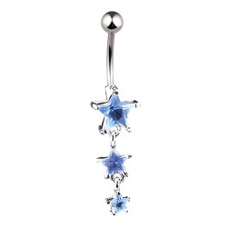 Piercing nombril trois étoiles en cristal bleu-clair (21)