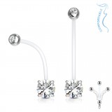Piercing nombril grossesse 29 - Zircone rond plat transparent