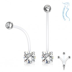 Piercing nombril grossesse 29 - Zircone rond plat transparent