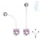 Piercing nombril grossesse 29 - Zircone rond plat rose