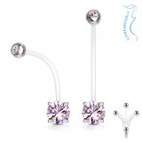 Piercing nombril grossesse 29 - Zircone rond plat rose