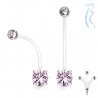 Piercing nombril grossesse 29 - Zircone rond plat rose