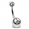 Piercing nombril UV 60 - Peace and love blanc