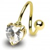 Piercing spirale 34 - Zircone coeur plaqué-or