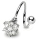 Piercing spirale 26 - Fleur avec cristaux transparents