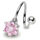 Piercing spirale 26 - Fleur avec cristaux roses