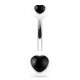 Piercing nombril UV cœur noir central avec boule blanche (13)