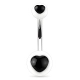 Piercing nombril UV 13 - Cœur noir sur fond blanc