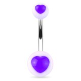 Piercing nombril UV 13 - Cœur lilas sur fond blanc