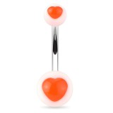 Piercing nombril UV 13 - Cœur orange sur fond blanc