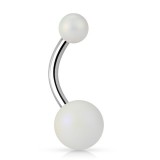 Piercing nombril UV 84 - Perle satinée blanche
