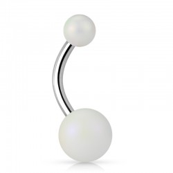 Piercing nombril UV 84 - Perle satinée blanche